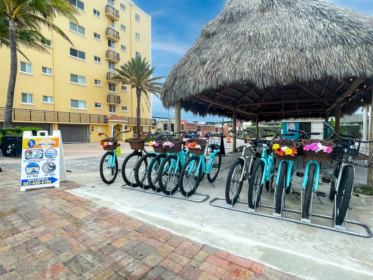 Bikes ready to rent near the Broadwalk
